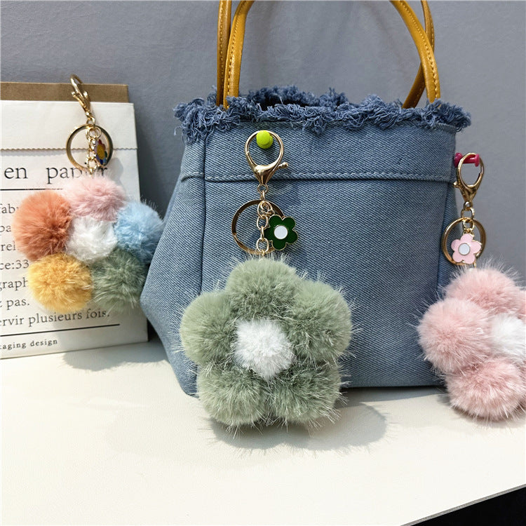 Wholesale Sakura Fur Ball Car Keychain